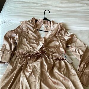 Nude pink tan  satin feel dress